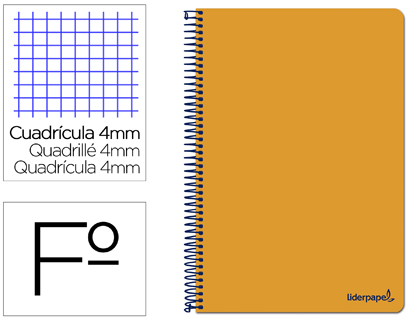 Cuaderno espiral Liderpapel Smart Folio tapa blanda 80h 60g c/4mm. color naranja